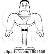Clipart Of A Black And White Sad Buff African American Male Super Hero Royalty Free Vector Illustration