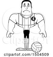 Clipart Of A Black And White Sad Buff African American Male Volleyball Player Royalty Free Vector Illustration