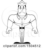 Clipart Of A Black And White Sad Buff African American Male Christmas Elf Royalty Free Vector Illustration