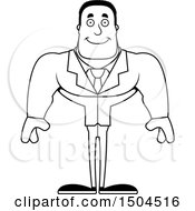 Clipart Of A Black And White Happy Buff African American Business Man Royalty Free Vector Illustration