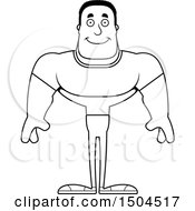 Clipart Of A Black And White Happy Buff African American Casual Man Royalty Free Vector Illustration