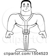 Clipart Of A Black And White Happy Buff African American Karate Man Royalty Free Vector Illustration