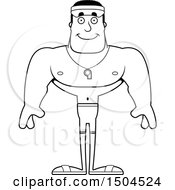 Clipart Of A Black And White Happy Buff African American Male Lifeguard Royalty Free Vector Illustration