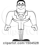 Clipart Of A Black And White Happy Buff African American Male Scientist Royalty Free Vector Illustration