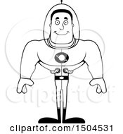 Clipart Of A Black And White Happy Buff African American Space Man Or Astronaut Royalty Free Vector Illustration