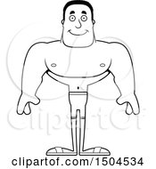 Clipart Of A Black And White Happy Buff African American Male Swimmer Royalty Free Vector Illustration