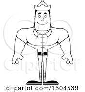 Clipart Of A Black And White Happy Buff African American Male Christmas Elf Royalty Free Vector Illustration