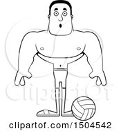 Clipart Of A Black And White Surprised Buff African American Male Beach Volleyball Player Royalty Free Vector Illustration
