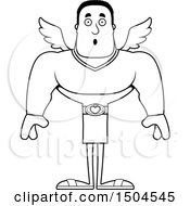 Clipart Of A Black And White Surprised Buff African American Male Cupid Royalty Free Vector Illustration
