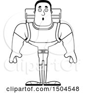 Clipart Of A Black And White Surprised Buff African American Male Hiker Royalty Free Vector Illustration