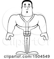 Clipart Of A Black And White Surprised Buff African American Karate Man Royalty Free Vector Illustration