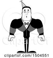 Clipart Of A Black And White Surprised Buff African American Party Man Royalty Free Vector Illustration