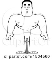 Clipart Of A Black And White Surprised Buff African American Male Swimmer Royalty Free Vector Illustration