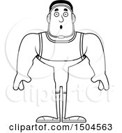 Clipart Of A Black And White Surprised Buff African American Male Wrestler Royalty Free Vector Illustration