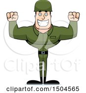 Clipart Of A Cheering Buff Caucasian Male Army Soldier Royalty Free Vector Illustration