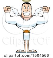Clipart Of A Cheering Buff Caucasian Male Angel Royalty Free Vector Illustration