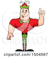 Clipart Of A Buff Caucasian Male Christmas Elf With An Idea Royalty Free Vector Illustration