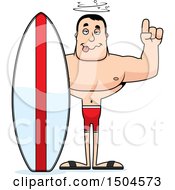 Clipart Of A Drunk Buff Caucasian Male Surfer Royalty Free Vector Illustration