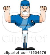 Clipart Of A Cheering Buff Caucasian Male Baseball Player Royalty Free Vector Illustration
