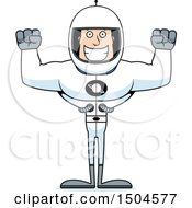 Poster, Art Print Of Cheering Buff Caucasian Male Astronaut