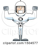 Clipart Of A Cheering Buff Caucasian Male Astronaut Royalty Free Vector Illustration