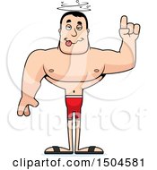 Clipart Of A Drunk Buff Caucasian Male Swimmer Royalty Free Vector Illustration