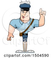 Clipart Of A Drunk Buff Caucasian Male Postal Worker Royalty Free Vector Illustration