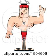 Clipart Of A Drunk Buff Caucasian Male Lifeguard Royalty Free Vector Illustration