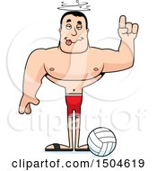 Clipart Of A Drunk Buff Caucasian Male Beach Volleyball Player Royalty Free Vector Illustration