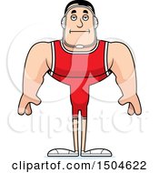 Clipart Of A Bored Buff Caucasian Male Wrestler Royalty Free Vector Illustration