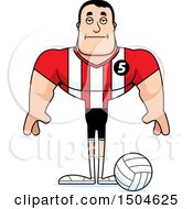 Clipart Of A Bored Buff Caucasian Male Volleyball Player Royalty Free Vector Illustration