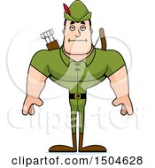 Clipart Of A Bored Buff Caucasian Male Archer Or Robin Hood Royalty Free Vector Illustration