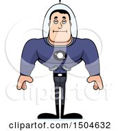 Clipart Of A Bored Buff Caucasian Male Space Guy Royalty Free Vector Illustration