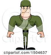Clipart Of A Bored Buff Caucasian Male Army Soldier Royalty Free Vector Illustration