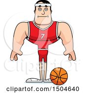 Clipart Of A Bored Buff Caucasian Male Basketball Player Royalty Free Vector Illustration