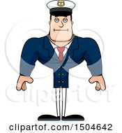 Clipart Of A Bored Buff Caucasian Male Sea Captain Royalty Free Vector Illustration