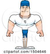 Clipart Of A Bored Buff Caucasian Male Coach Royalty Free Vector Illustration