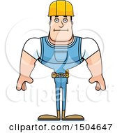 Clipart Of A Bored Buff Caucasian Male Construction Worker Royalty Free Vector Illustration