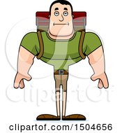 Clipart Of A Bored Buff Caucasian Male Hiker Royalty Free Vector Illustration