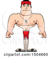 Clipart Of A Bored Buff Caucasian Male Lifeguard Royalty Free Vector Illustration