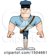 Clipart Of A Bored Buff Caucasian Male Postal Worker Royalty Free Vector Illustration