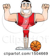 Clipart Of A Cheering Buff Caucasian Male Basketball Player Royalty Free Vector Illustration