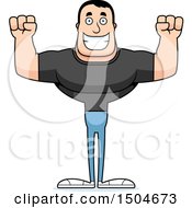 Clipart Of A Cheering Buff Casual Caucasian Man Royalty Free Vector Illustration