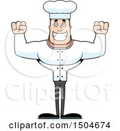 Clipart Of A Cheering Buff Caucasian Male Chef Royalty Free Vector Illustration