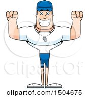 Clipart Of A Cheering Buff Caucasian Male Coach Royalty Free Vector Illustration
