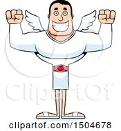 Clipart Of A Cheering Buff Caucasian Male Cupid Royalty Free Vector Illustration
