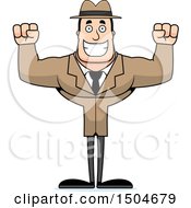 Clipart Of A Cheering Buff Caucasian Male Detective Royalty Free Vector Illustration