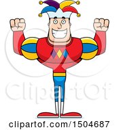 Poster, Art Print Of Cheering Buff Caucasian Male Jester