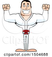 Clipart Of A Cheering Buff Caucasian Karate Man Royalty Free Vector Illustration