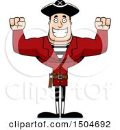 Poster, Art Print Of Cheering Buff Caucasian Male Pirate Captain